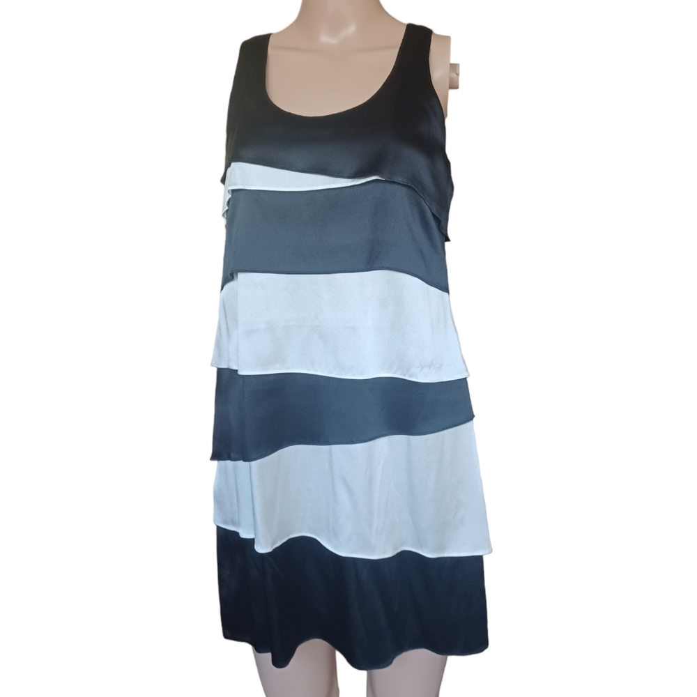 Karlie Womens Sleeveless Silk Pencil Sheath Dress Ruffled Tiers Size Small - Picture 4 of 10